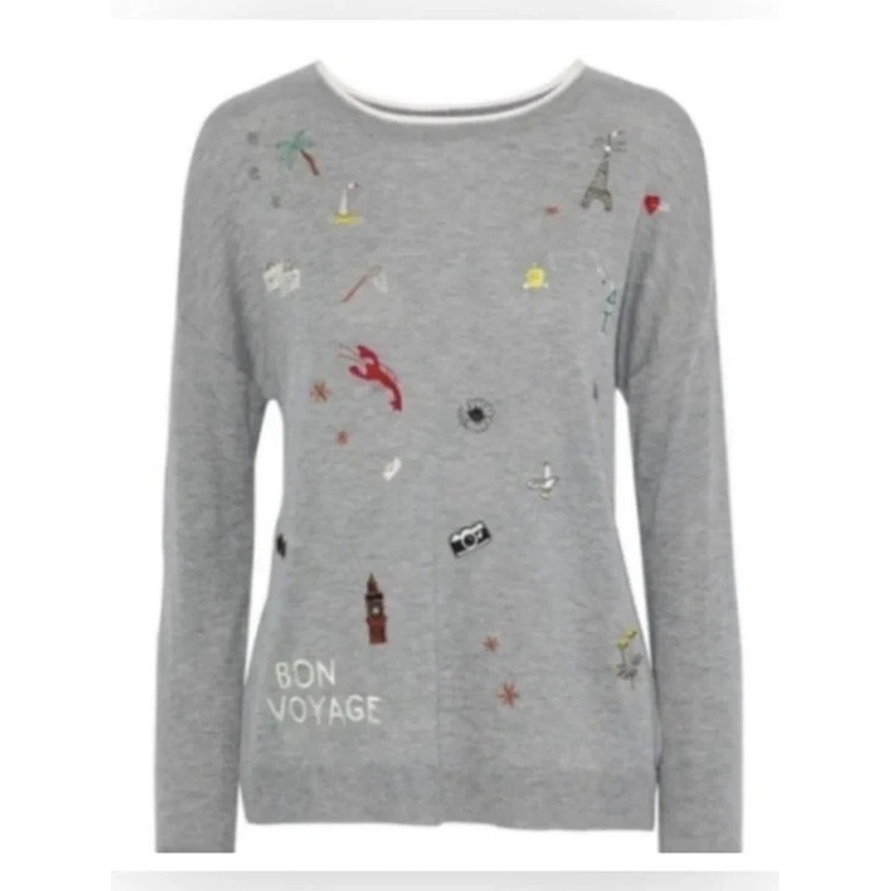 Joie Eloisa "Bon Voyage" Embroidered Sweater- Size Medium- NWT